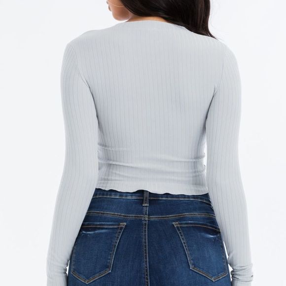LETTUCE EDGE LONG SLEEVE CROP TOP - Picture 6 of 6